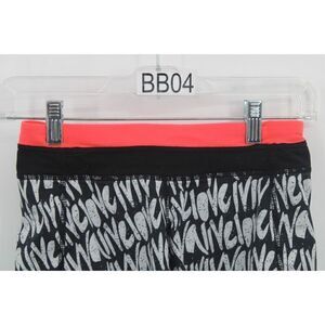 Ivivva Lined Shorts Coral Pink Waistband Black & White All Over Logo Sz 10